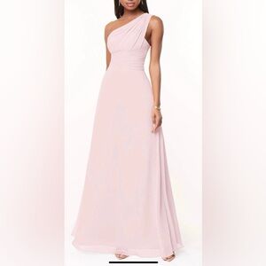 Azazie blush pink one shoulder dress